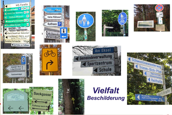 Bild vergr&ouml;&szlig;ern: Schildervielfalt im Amt Schrevenborn