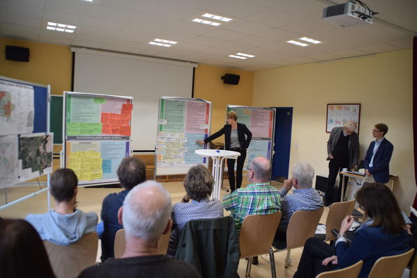 Bild vergr&ouml;&szlig;ern: Abschlusspräsentation: Bürgerforum zum Thema Ortsentwcklung in der Mönkeberger Schulaula.
