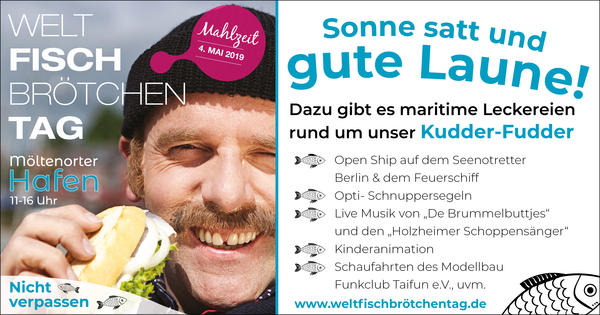 Kudder Fudder: Weltfischbrötchentag am Möltenorter Hafen