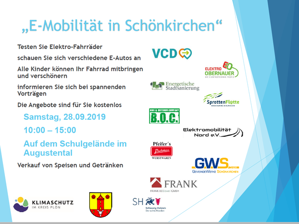 Plakat E-Mobilität in Schönkirchen 
