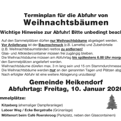 Bild vergr&ouml;&szlig;ern: Sammelplätze Tannenbaumabfuhr Heikendorf