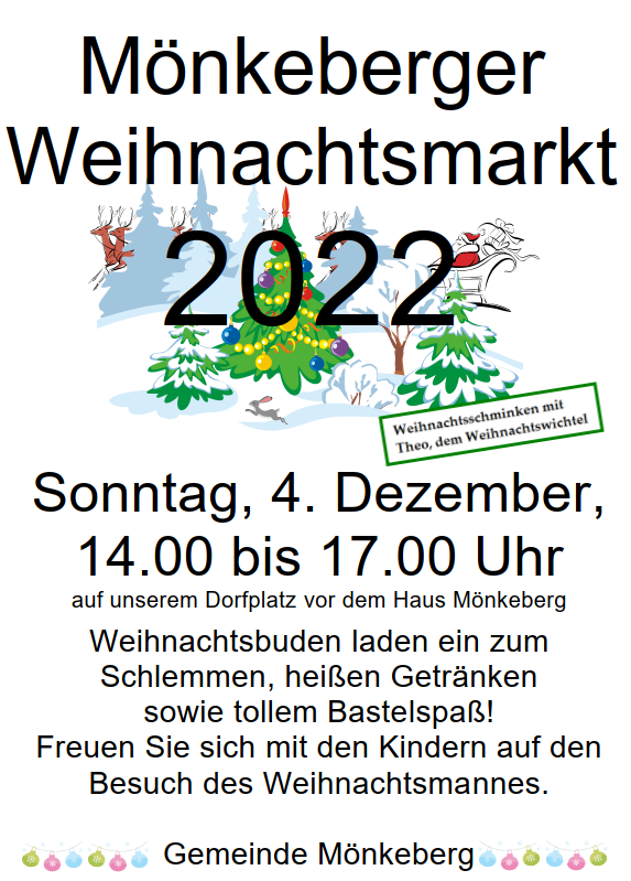 Plakat Weihnachtsmarkt Mönkeberg 2022