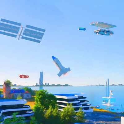 Mit einer Mischung aus Künstlicher Intelligenz, Illustration und 3D-Rendering entstand die Interpretation von Nils Wagners Zukunftsvision Schrevenborn 2040.