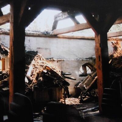 Löscharbeiten am 25.August1995 und einen Tag nach dem Brand 3